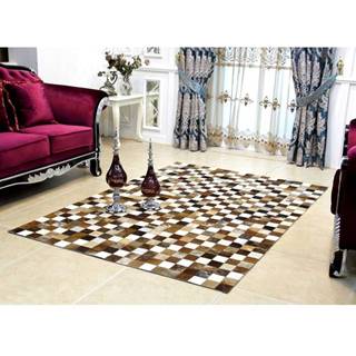 Kondela Tempo  Luxusný kožený koberec patchwork KOŽA typ 3 200x304| hnedá/čierna/biela, značky Kondela