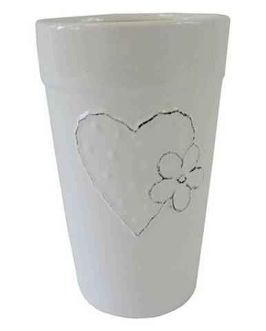 Keramická váza VK42 biela so srdiečkom a kvetinkou