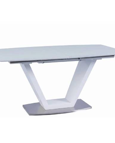 Jedálenský stôl rozkladací biela extra vysoký lesk/oceľ 160-220x90 cm PERAK