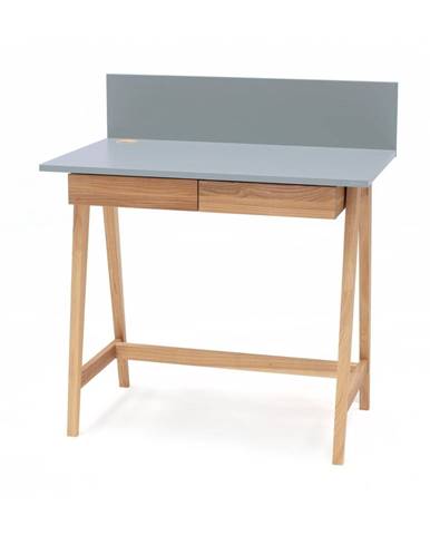 Sivý písací stôl s podnožím z jaseňového dreva Ragaba Luka, dĺžka 85 cm