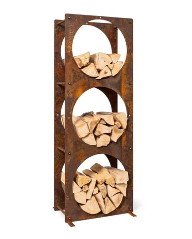 Blumfeldt Trio Circulo, stojan na drevo, 55 × 160 × 30 cm, 3 mm oceľ, regál, hrdzavý vzhľad