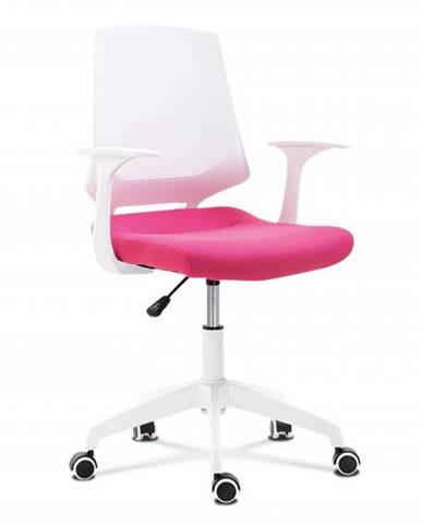 AUTRONIC KA-R202 PINK Kancelárska stolička, sedadlo ružová látka, biely PP plast, výškovo nastaviteľná