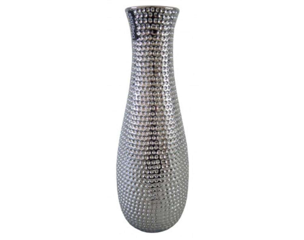 ASKO - NÁBYTOK Váza Modern 36 cm, strieborná, tepaný vzhľad, značky ASKO - NÁBYTOK