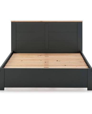 Antracitovosivá dvojlôžková posteľ Marckeric Akira, 160 x 200 cm