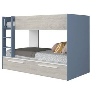 Poschodová posteľ EMMET VII pínia cascina/modrá, 90x200 cm