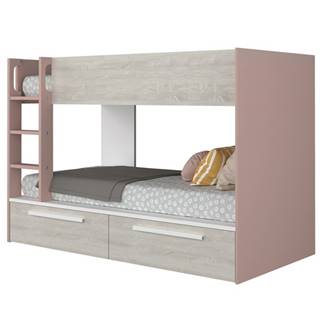 Sconto Poschodová posteľ EMMET VII pínia cascina/staroružová, 90x200 cm, značky Sconto