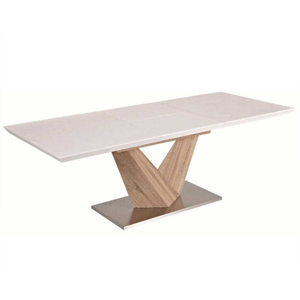 Kondela Jedálenský stôl biela extra vysoký lesk HG/dub sonoma 160x90 cm DURMAN P6 poškodený tovar, značky Kondela