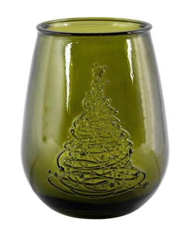 Zelená sklenená váza s vianočným motívom Ego Dekor Arbol de Navidad, výška 13 cm