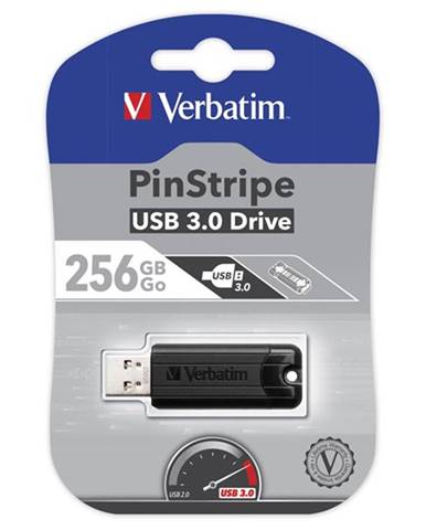 Verbatim USB flash disk, USB 3.0, 256GB, PinStripe, Store N Go, čierny, 49320, USB A, s výsuvným konektorom