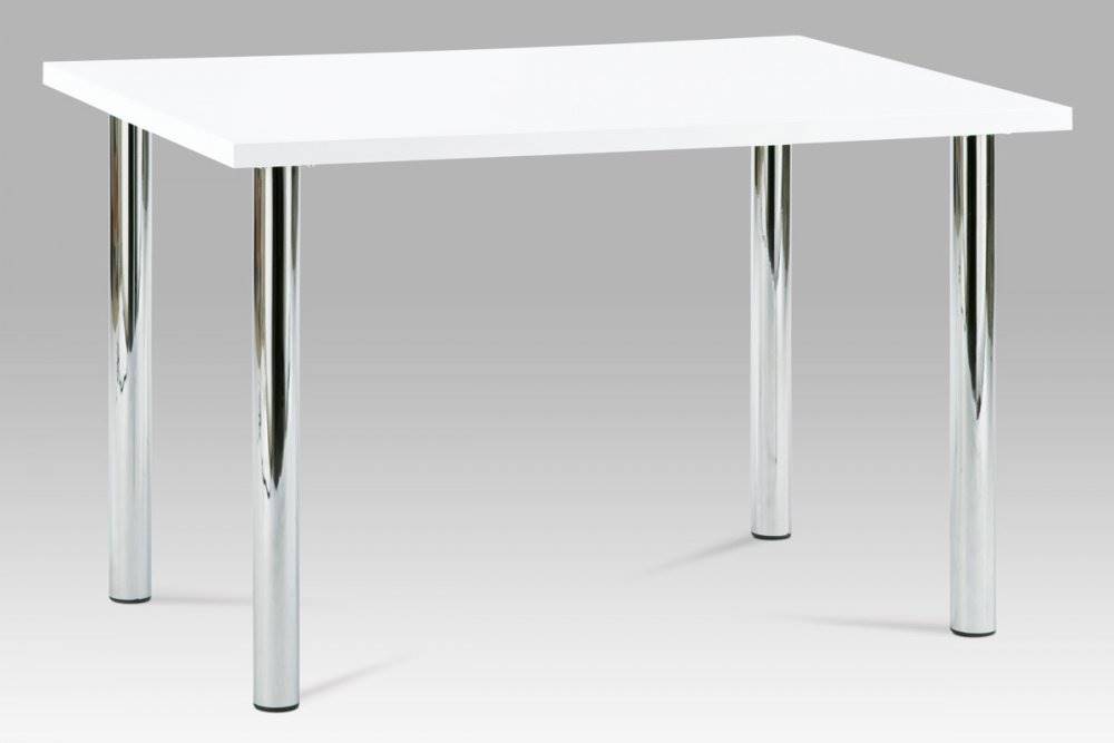 AUTRONIC  AT-1914B WT jedálenský stôl 120x75cm, vysoký lesk biely, chróm, značky AUTRONIC