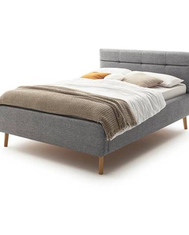 Sivá čalúnená dvojlôžková posteľ s úložným priestorom s roštom 140x200 cm Lotte - Meise Möbel