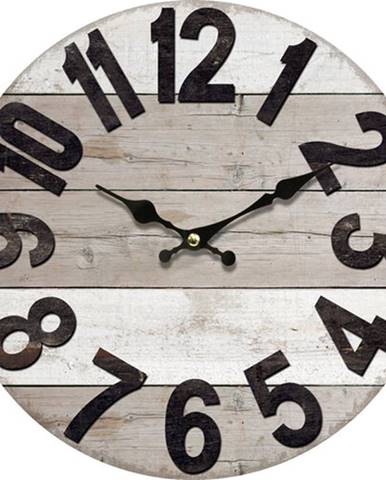 Drevené nástenné hodiny Vintage wood, pr. 34 cm