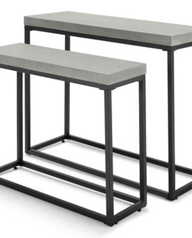 Konzolové stolíky s betónovou stolovou doskou, 2-dielna súprava