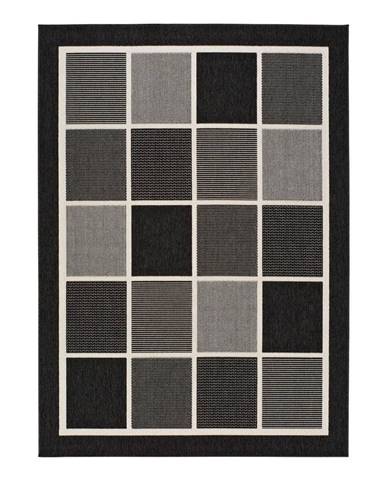 Čierno-sivý vonkajší koberec Universal Nicol Squares, 80 x 150 cm