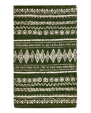 Zeleno-biely bavlnený koberec Webtappeti Ethnic, 55 x 140 cm