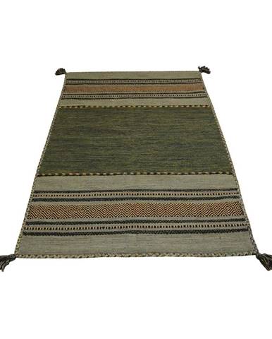 Zeleno-hnedý bavlnený koberec Webtappeti Antique Kilim, 60 x 90 cm