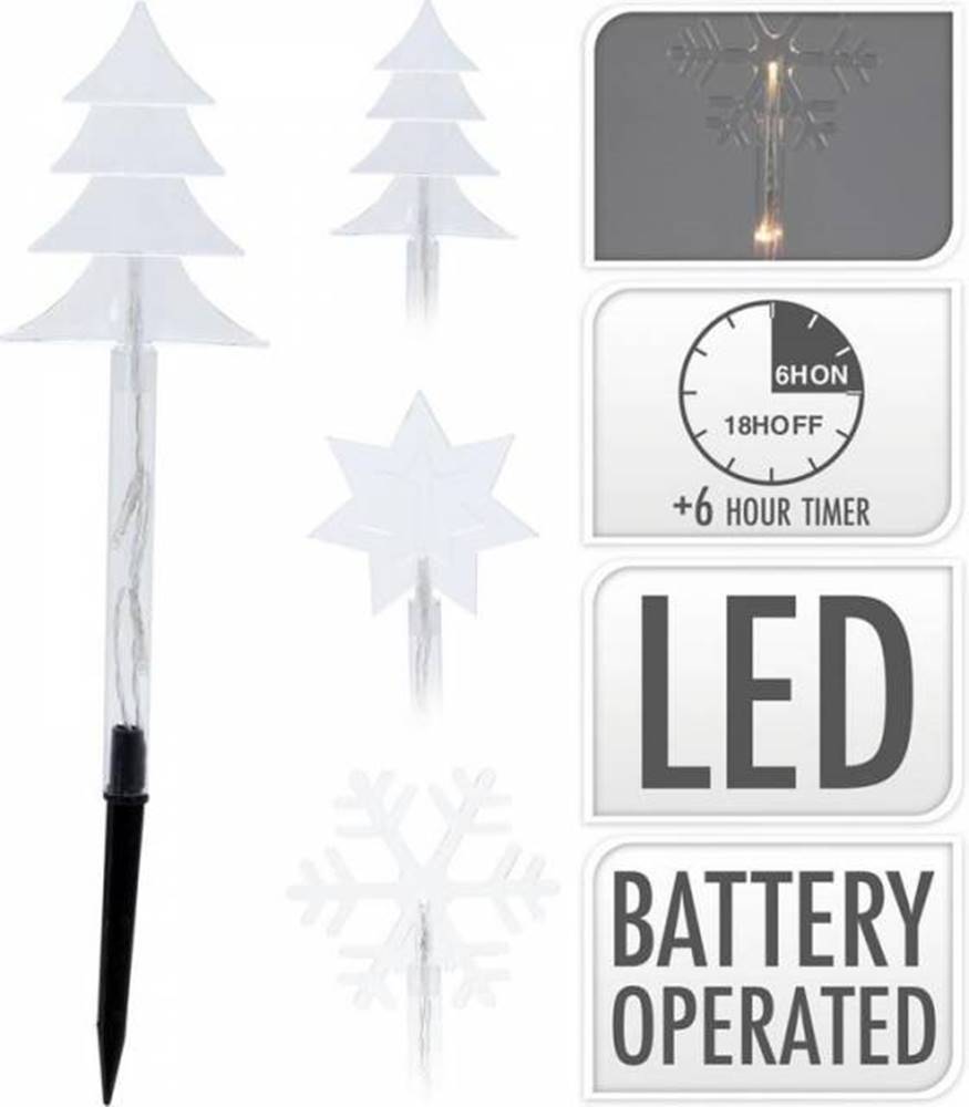 Kinekus Svetlo vianočné zapichovacie 15 LED teplé biele, 37,5 cm, 5 ks, s časovačom, baterky, vonkajšie, mix, značky Kinekus