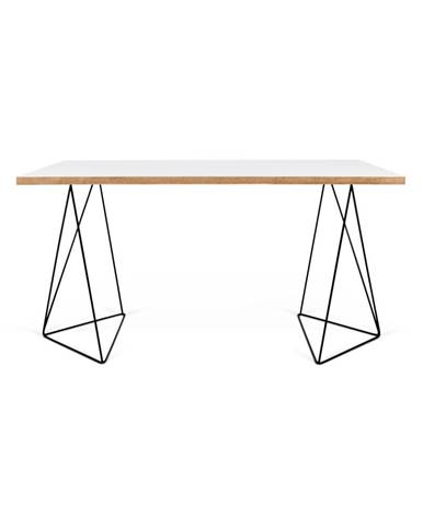 Biely pracovný stôl s čiernymi nohami TemaHome Flow, 140 x 75 cm